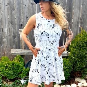 NWT L.A. Soul Black & White Cat Print Mini Dress with Pockets Size Large